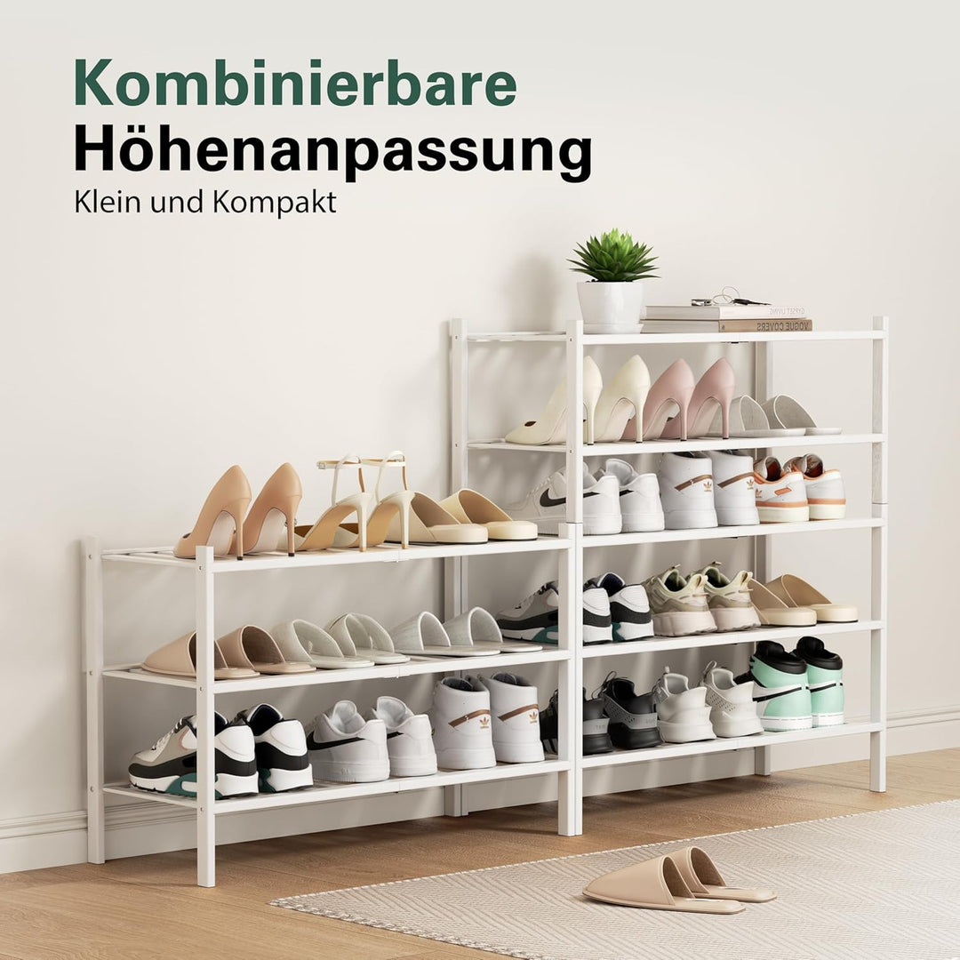 Schuhregal aus Bambus, Schuhablage mit 3 Ebenen, 68 x 28 x 46 cm, Erweiterbar Stapelbar, Schuhschran