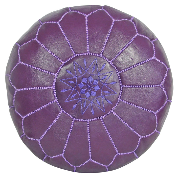 ALMADIH marokkanische Echtleder Sitzkissen violett gefüllt geliefert robustes Leder 100% Handarbeit