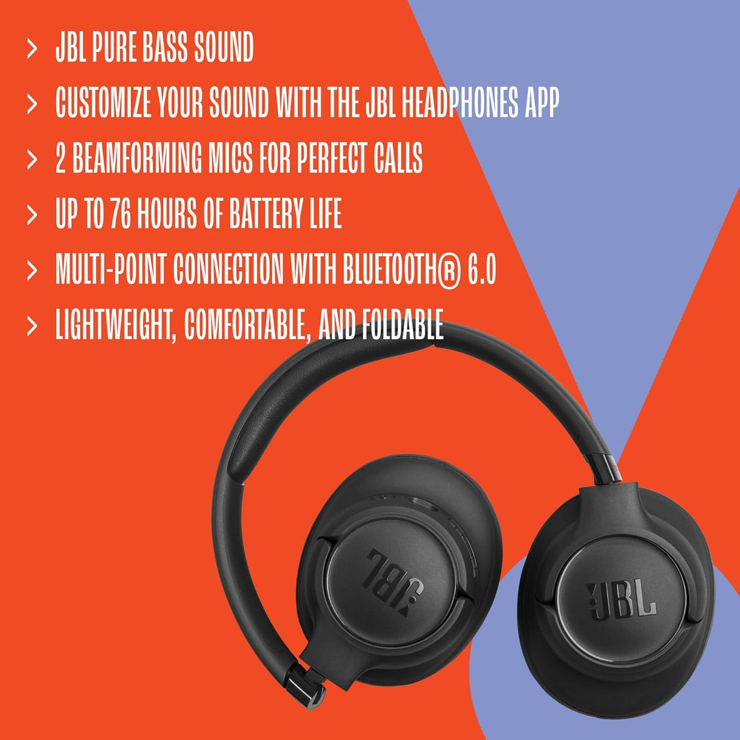 JBL Tune 730 BT Wireless Over-Ear-Kopfhörermit JBL Pure Bass Sound, Bis zu 76 Stunden Musikwiedergab