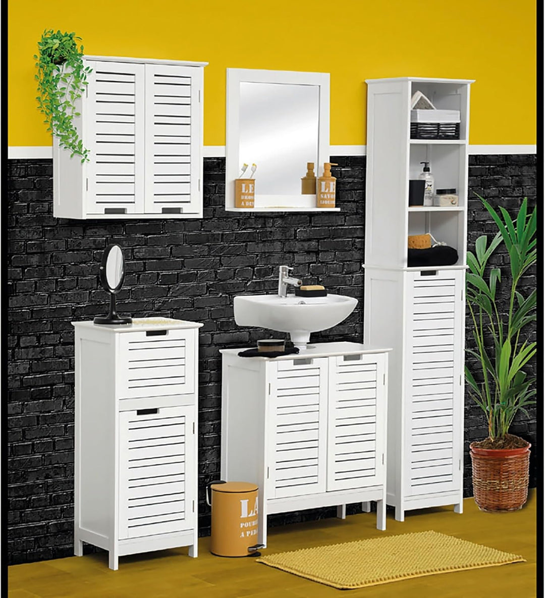 EVIDECO 9902300 Badezimmer-Unterschrank Miami Weiss, 8,6 cm H x 36,4 cm L