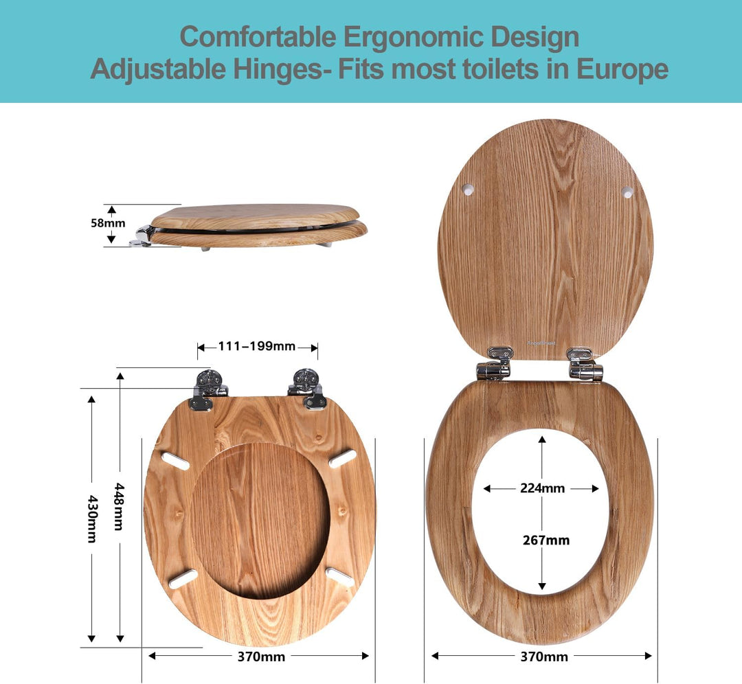 Angel Shield Toilettendeckel Holz WC-Sitz mit Absenkautomatik Quick-Release Funktion für einfach Rei