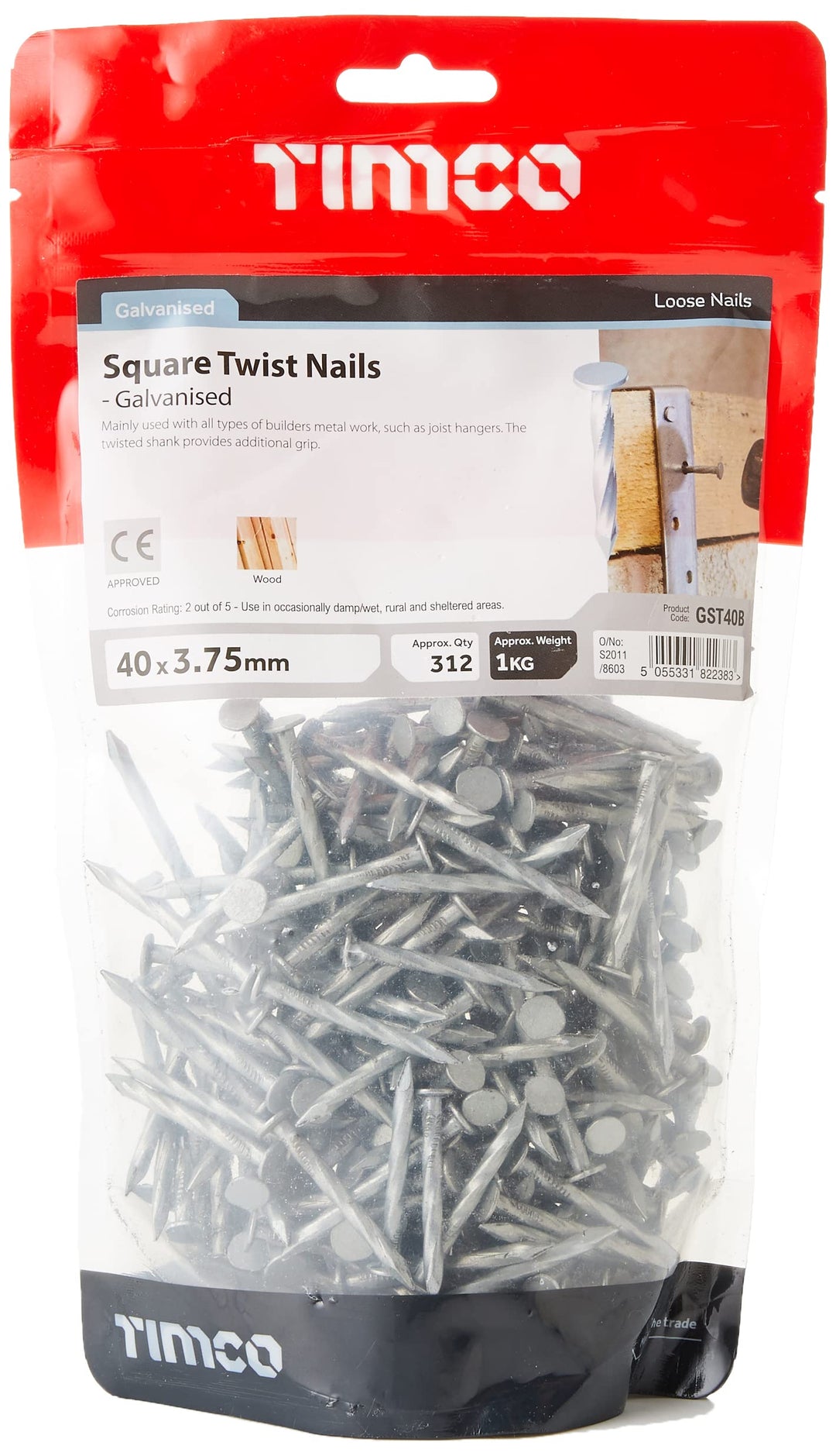 TIMco GST40B 1 kg Schrankband Quatratischer Twist Nagel