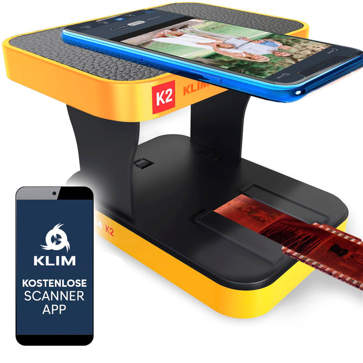 KLIM K2 Mobile Film Scanner 35mm + NEU 2024 + Positiv- &amp; Negativ- Dia Scanner + Fotoscanner zum digi