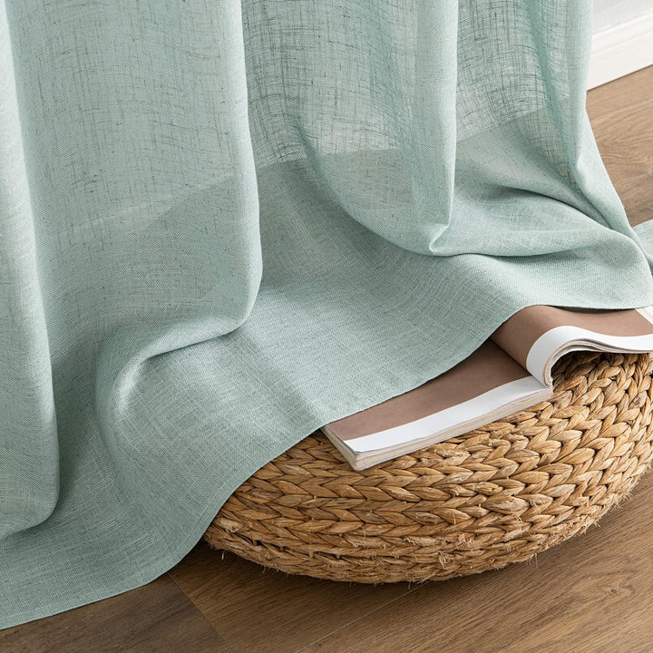 MIULEE Gardinen Vorhänge mit ösen Voile Vorhang Modern Leinenoptik Halbtransparent für Wohnzimmer Kü