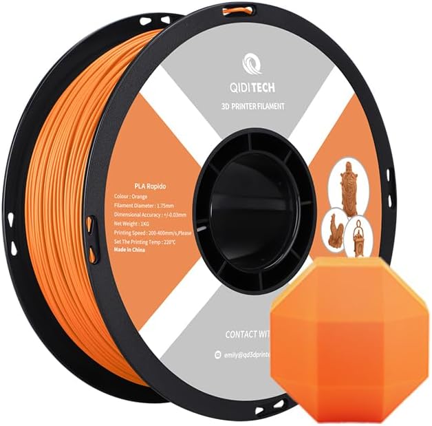 QIDI TECH PLA Rapido Filament 1.75mm, 3D Drucker Filament PLA, geeignet für Hochgeschwindigkeitsdruc