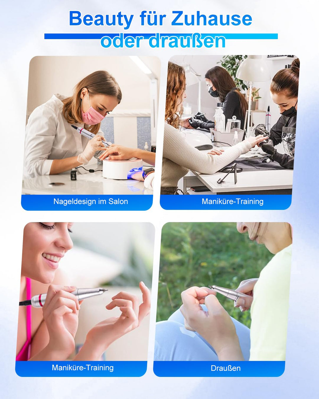 CozyZen Elektrische Nagelfräser Professional: 45000 U/min Nagelpflege-Kit mit LCD-Display, Hand- & F