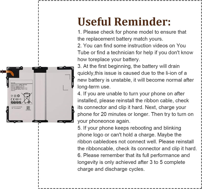 HIGHAKKU Ersatzakku EB-BT585ABA EB-BT585ABE kompatibel mit Samsung Galaxy Tab A 10.1 2016 TD-LTE SM-