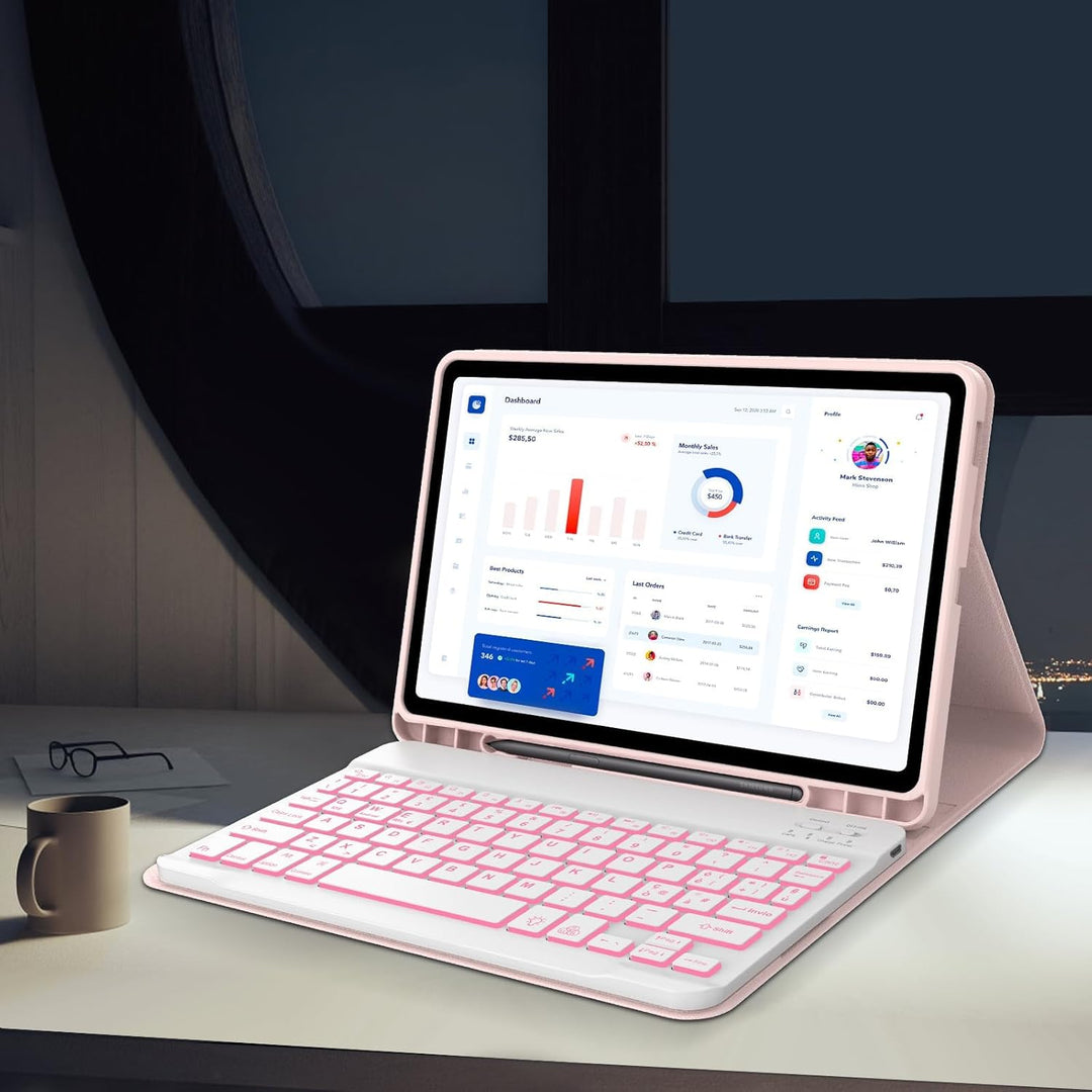 IVEOPPE Tastatur für Samsung Galaxy Tab S6 Lite, Hülle mit Tastatur Galaxy Tab S6, Beleuchtung Magne