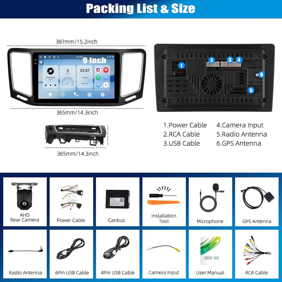 CAMECHO 4+128G Android 15 Autoradio für VW Sharan II 7N Seat Alhambra II 2012-2015 mit Rückfahrkamer