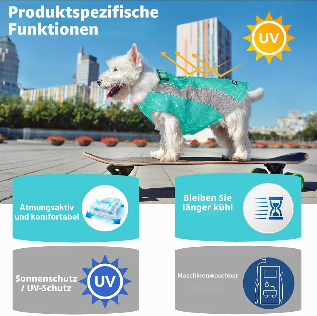 Kühlweste für Hunde mit Doppelten Verstellbaren Reissverschlüssen, Atmungsaktiv Sonnenschutz Kühlwes