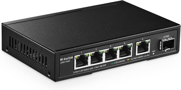 MokerLink 5 Port 2.5G Ethernet Switch mit 10G SFP, 5 x 2.5G Base-T Ports kompatibel mit 10/100/1000M