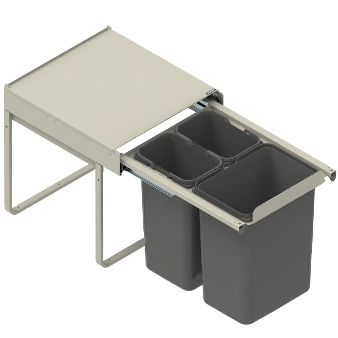 Einbau-Mülleimer für 45 cm Schrank 3-fach Abfallsystem mit Deckel Soft-Close & Vollauszug 1 x 20L +