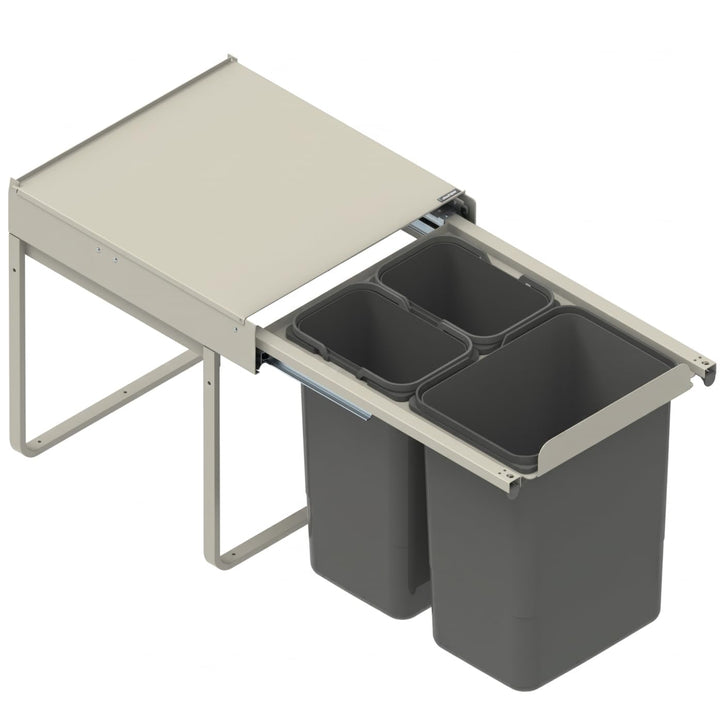 Einbau-Mülleimer für 45 cm Schrank 3-fach Abfallsystem mit Deckel Soft-Close & Vollauszug 1 x 20L +