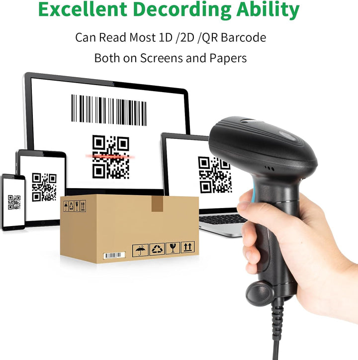 Handheld USB 2D Barcode-Scanner QR-Code, PDF417 Barcode-Lesegerät, geeignet für Supermärkte, Conveni