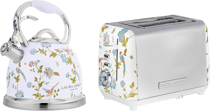 Laura Ashley Toaster und Stove Top Wasserkocher Set von VQ (Elveden Weiss, Induktions Wasserkocher u
