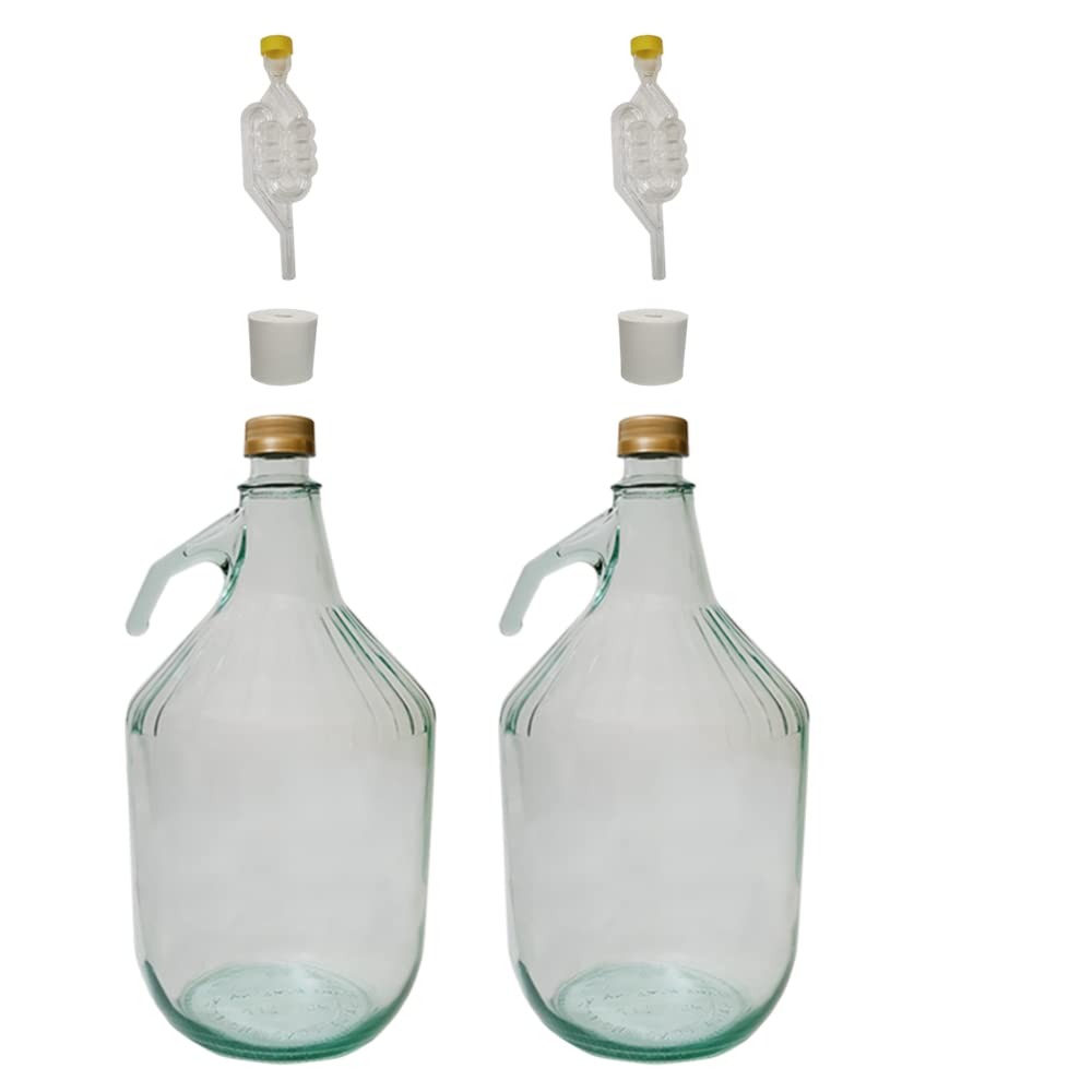 Demijohn 5 l (5000 ml) mit Schraubverschluss – Luftschleuse, Stumpfflasche Cider Carboy 1 Gallone, W
