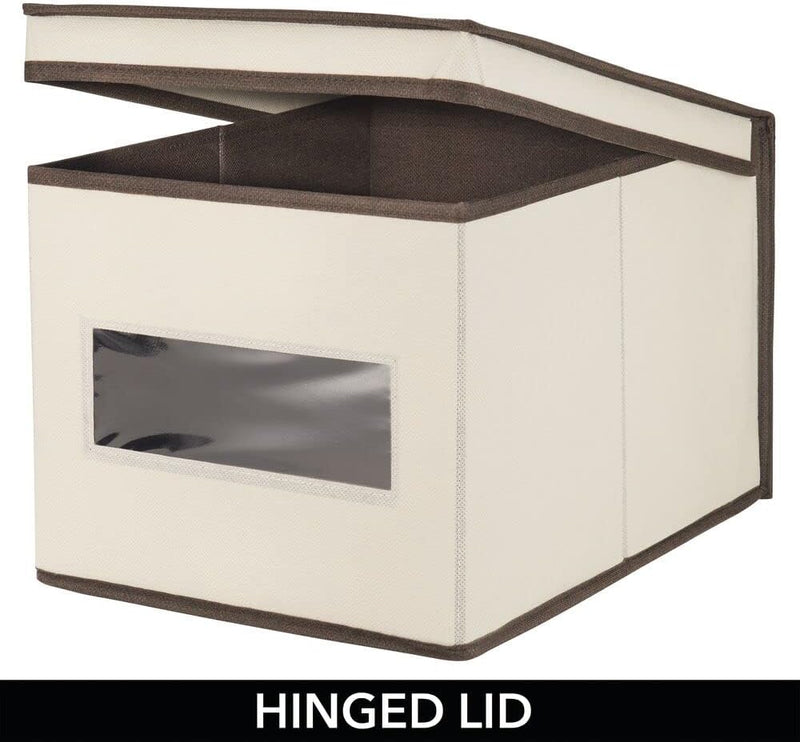 mDesign 6er-Set Stoffbox – praktische Aufbewahrungsbox mit Deckel und Sichtfenster für Schlaf-, Wohn