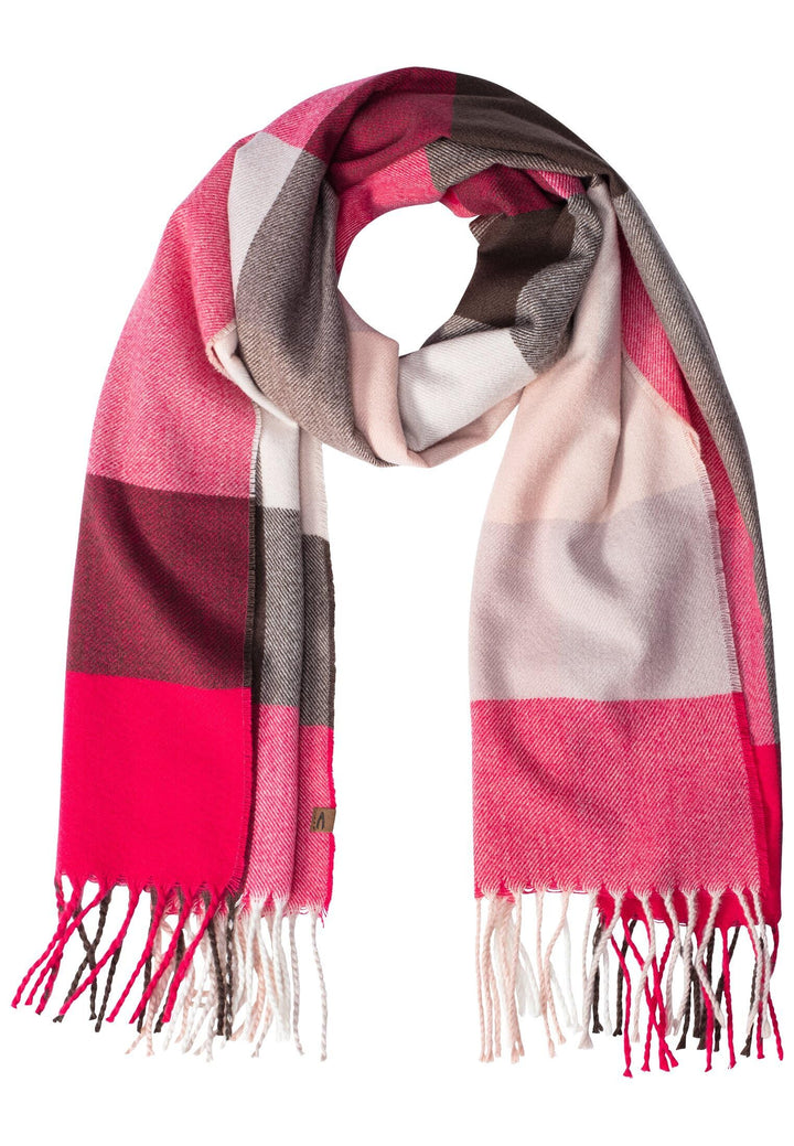 camel active Damen Softer Webschal mit kariertem Muster Einheitsgrösse Pink-grau, Einheitsgrö&#
