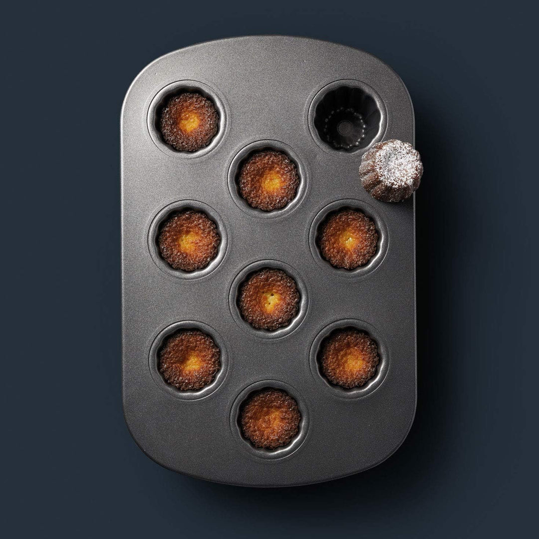MASTERCLASS Antihaft-Canele-Backblech mit Mulden, Stahl, Grau, 32 x 22 x 5 cm