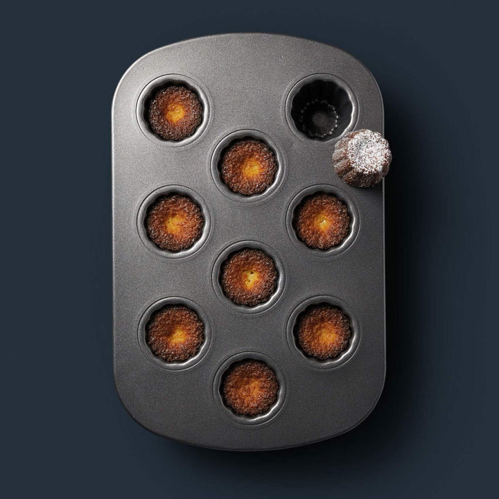 MASTERCLASS Antihaft-Canele-Backblech mit Mulden, Stahl, Grau, 32 x 22 x 5 cm