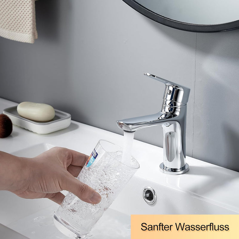 BELZ Wasserhahn Bad, Waschtischarmatur mit Ablaufgarnitur, Waschbecken Armaturen, Armatur Badezimmer