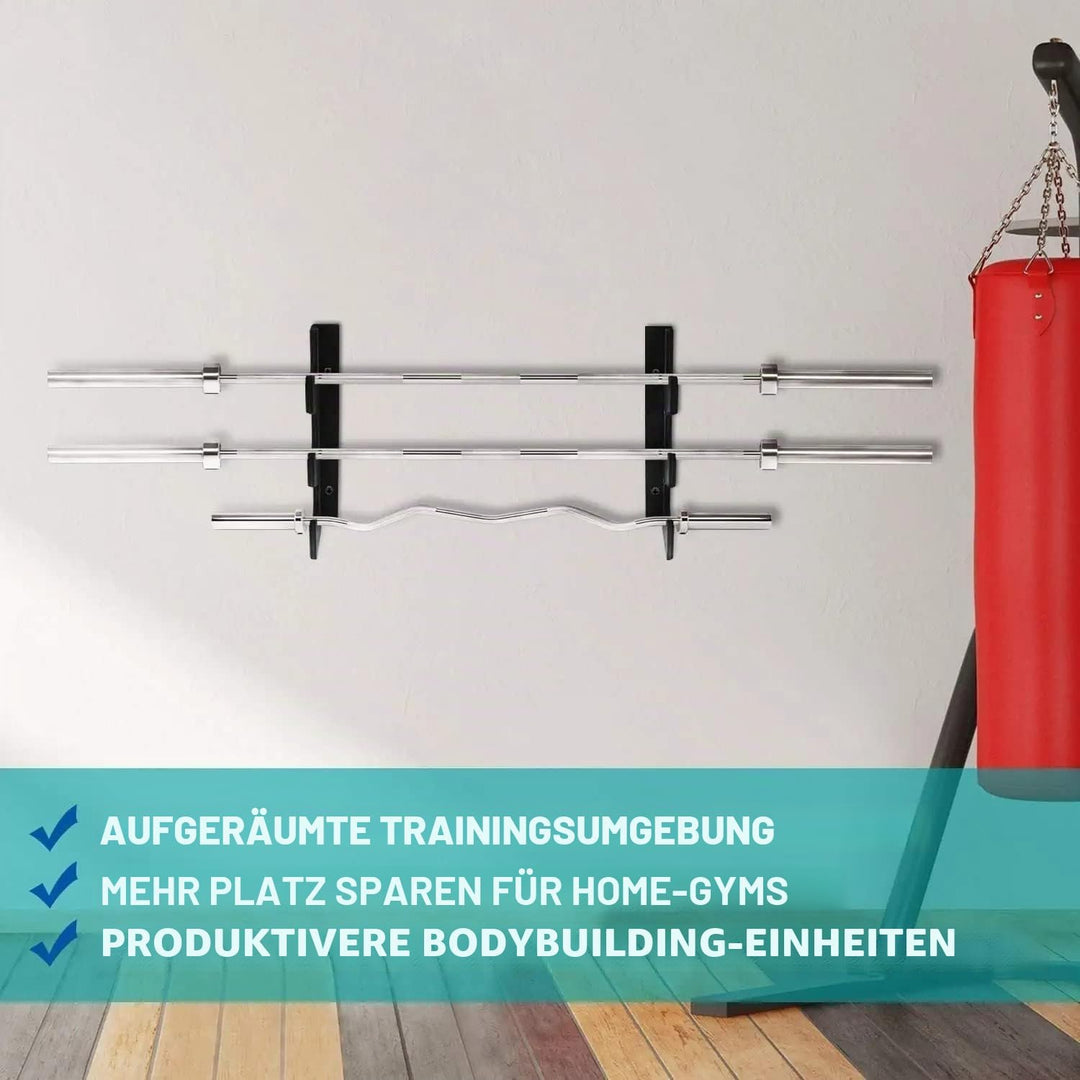 Yes4All Legierter Stahl Horizontale Wandhalterung für Langhanteln mit Schutzschicht aus UHMW-Kunstst