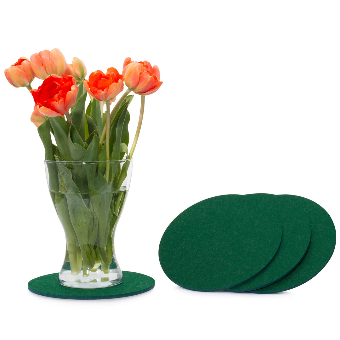 FILU Filzuntersetzer rund 20cm 4er Pack (Farbe wählbar) tannengrün - Untersetzer aus Filz für Tisch