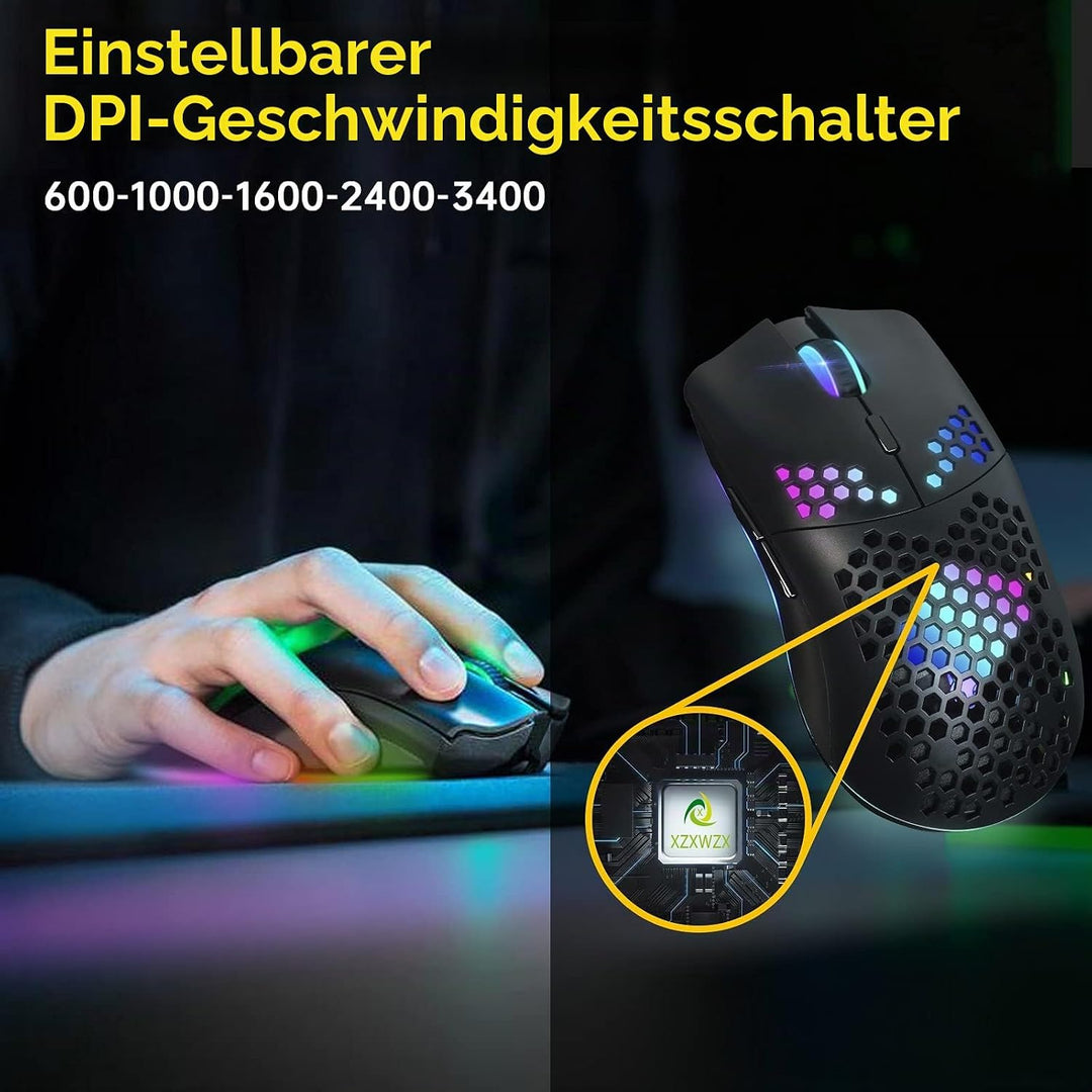 Kabellose Gaming ,Computer-Maus mit Honeycomb-Gehäuse, 11 RGB-Chroma-Hintergrundbeleuchtung, 3.400 D