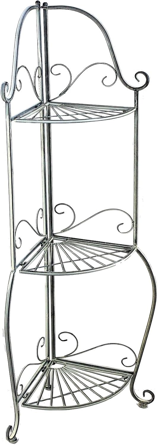 DanDiBo Eckregal Romance 20113 Regal aus Metall 125 cm Badregal Antik Grau Küchenregal