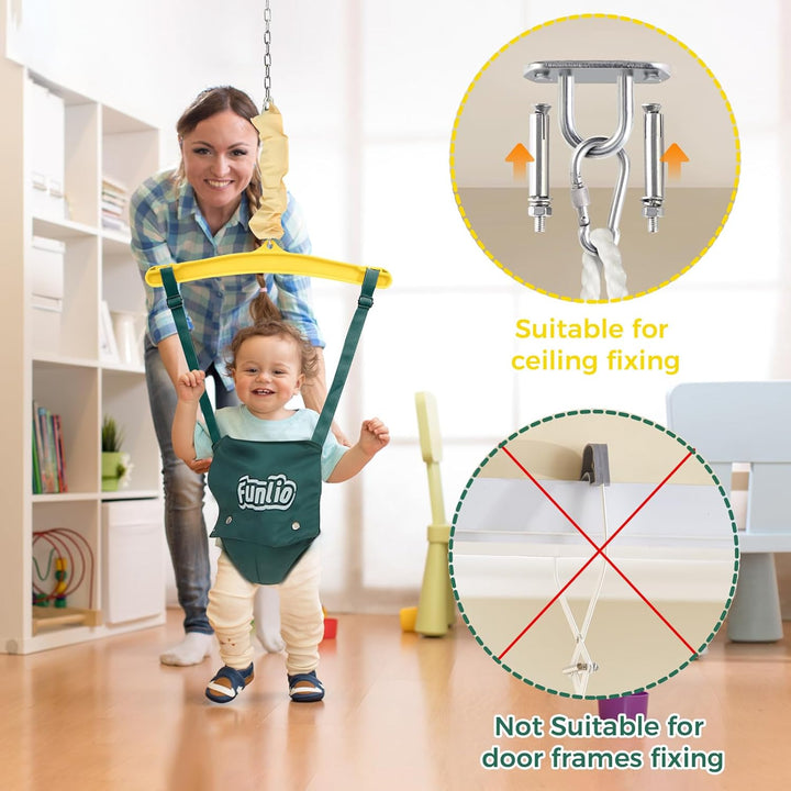 FUNLIO Baby Türhopser mit Deckenhaken für 6–24 Monate, Baby Hüpfschaukel für Drinnen und Draussen, K