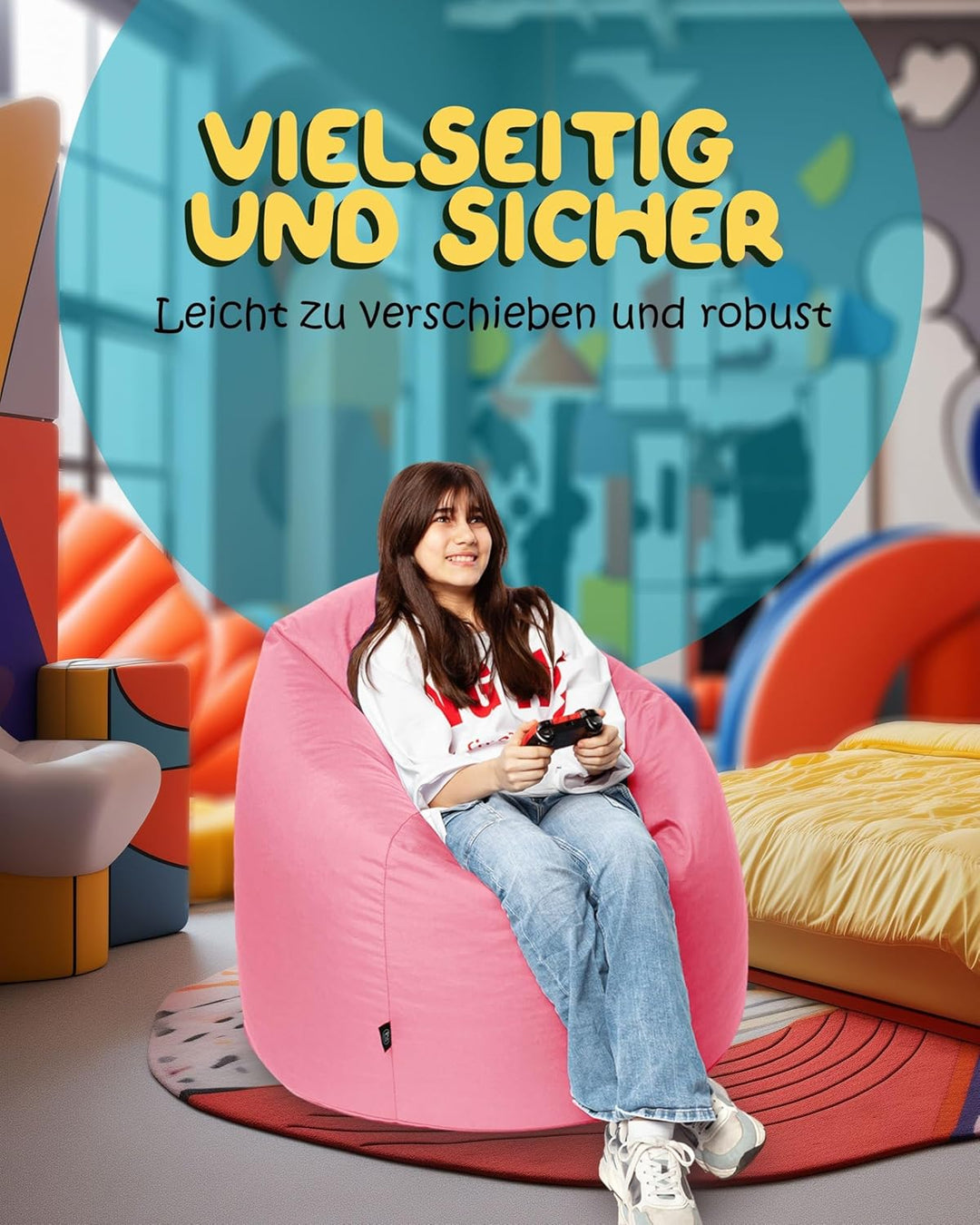 PATCH HOME Patchhome Sitzsack Tropfenform mit Reissverschluss Nachfüllbar - für In &amp; Outdoor - mit S