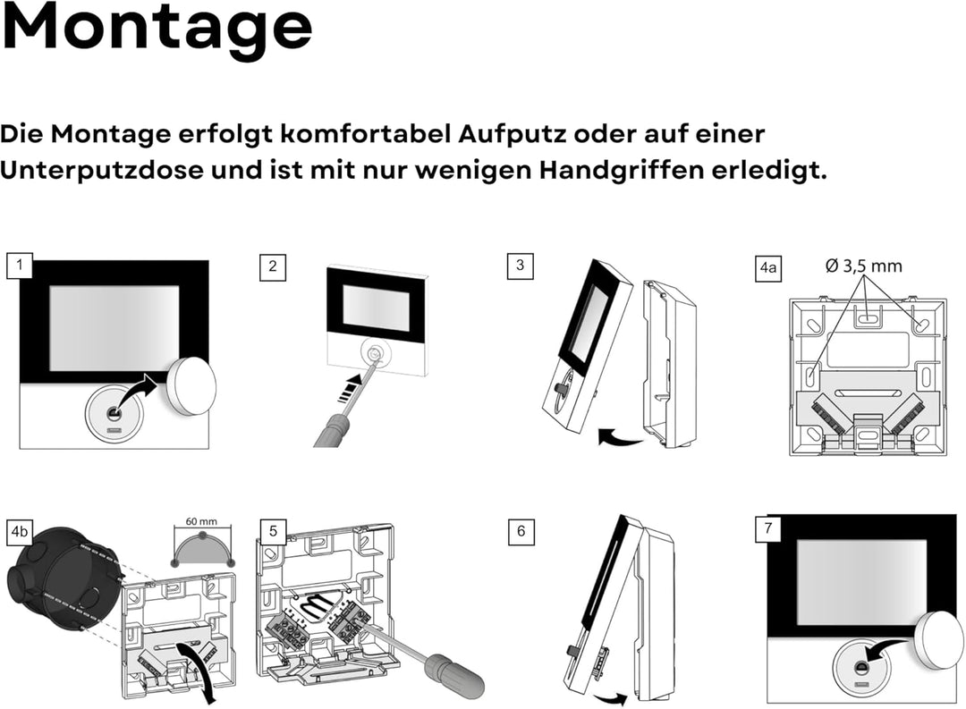Möhlenhoff - Set kabelgebundene Fussbodenheizungsteuerung zur Einzelraumregelung mit 4 Raumthermosta