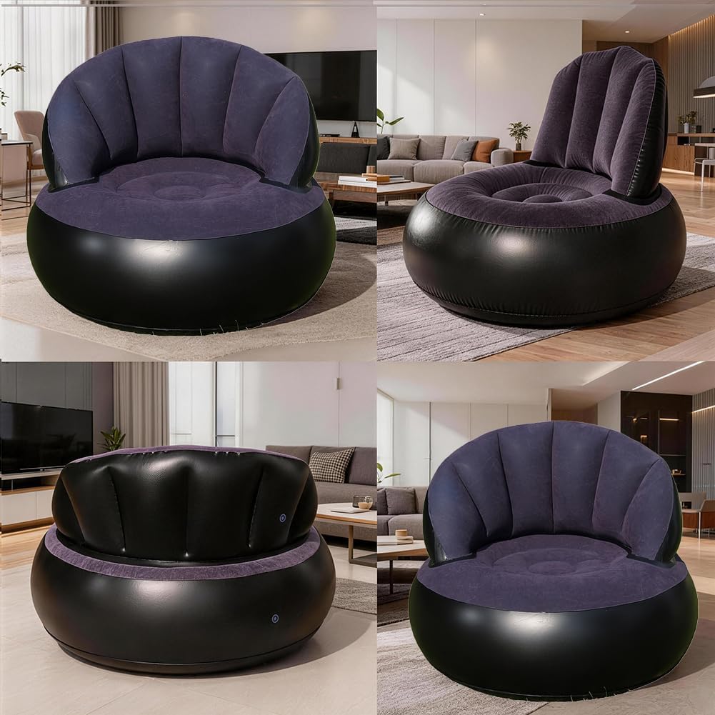 Aufblasbare Sofa,Aufblasbarer Sofastuhl Tragbarer Aufblasbarer Stuhl Beflocktes Luftsofa Rundes Outd