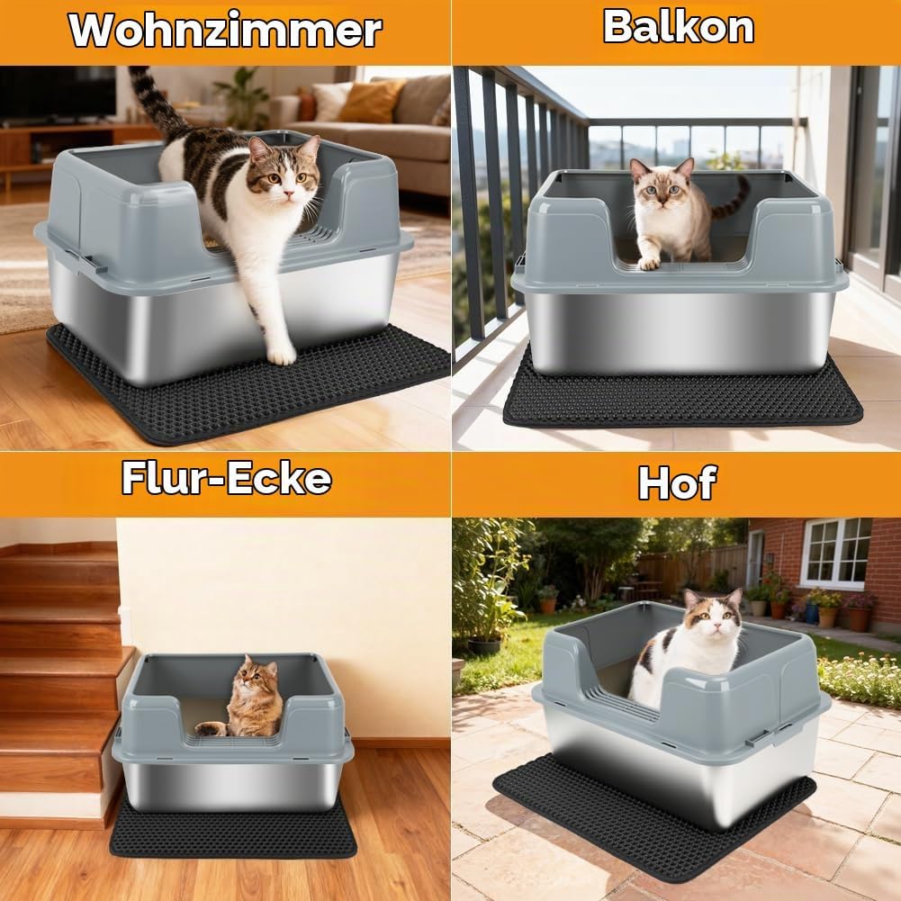 Vivifying Katzenklo Edelstahl, Leicht zu Reinigen und Geruchsresistent Katzentoilette Edelstahl Ausl