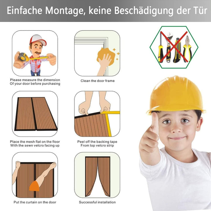Isolier Schutz Vorhang 100x220cm, Magnet Wärmeschutzvorhang für Türen, Kälteschutz und Wärmeschutz i