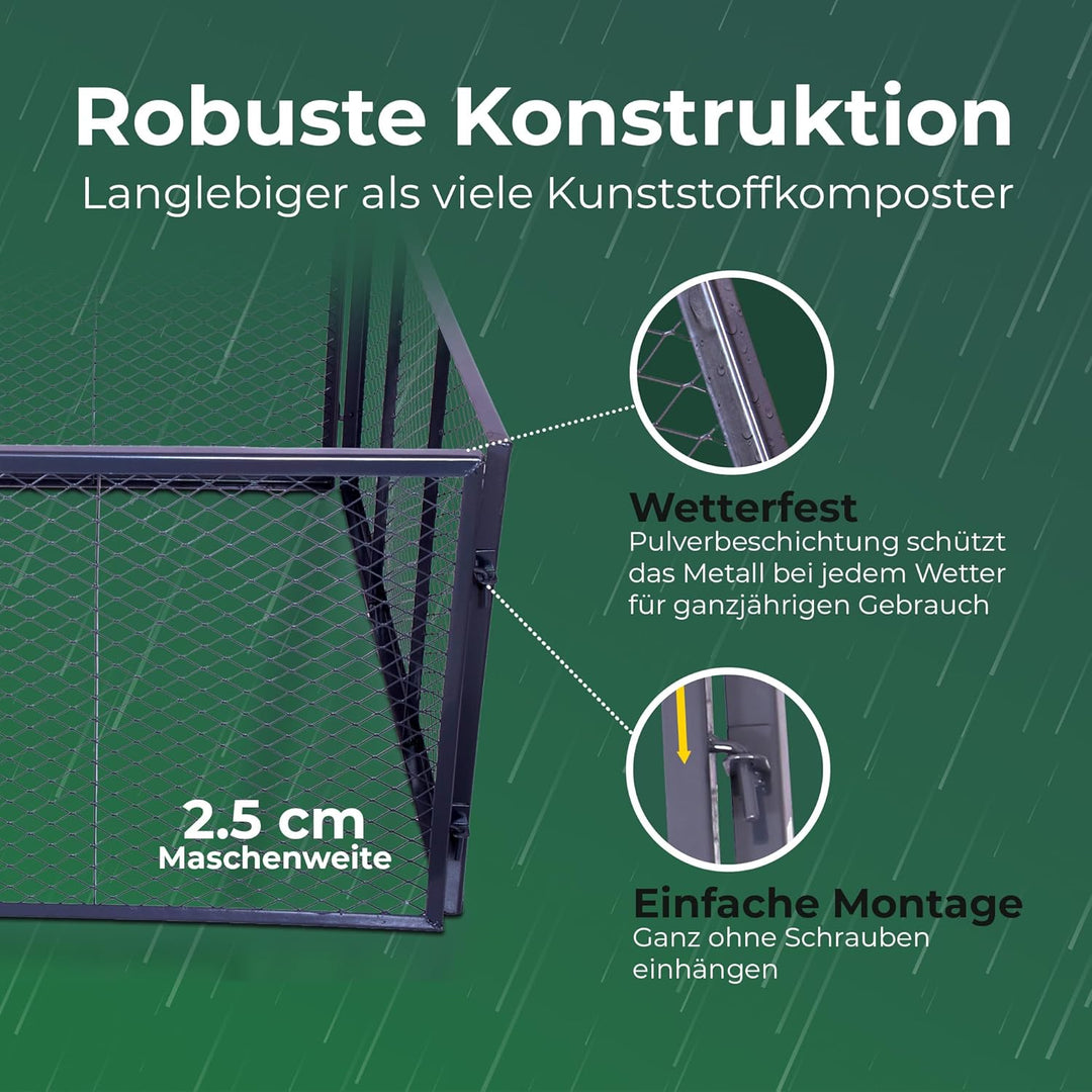 Novatool Garten-Komposter Metall 100x100x50 cm, mit erweiterbarem Stecksytem, pulverbeschichteter Me