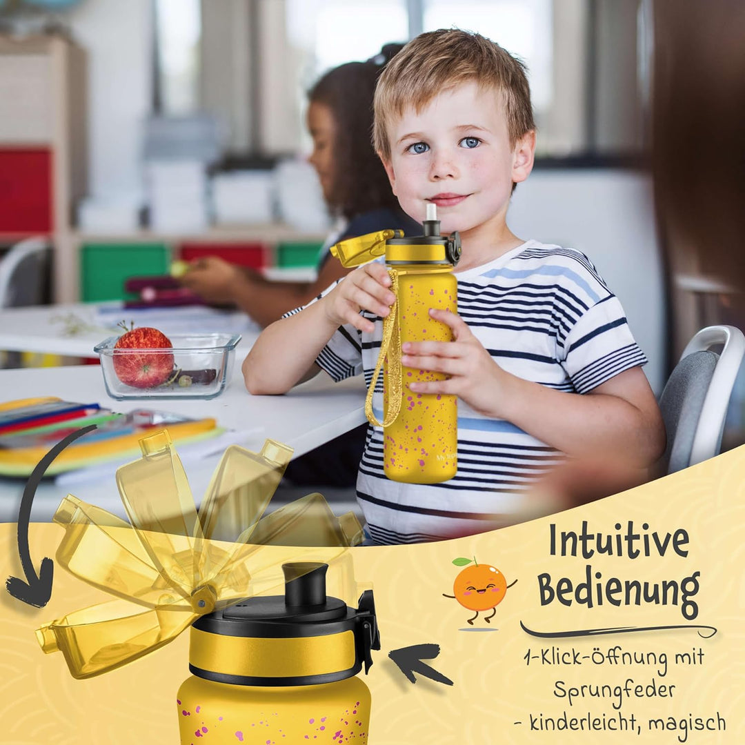 My Vesperbox – Minny - Kinder Trinkflasche auslaufsicher – 350ml, 500ml, 750ml – mit Strohhalm oder