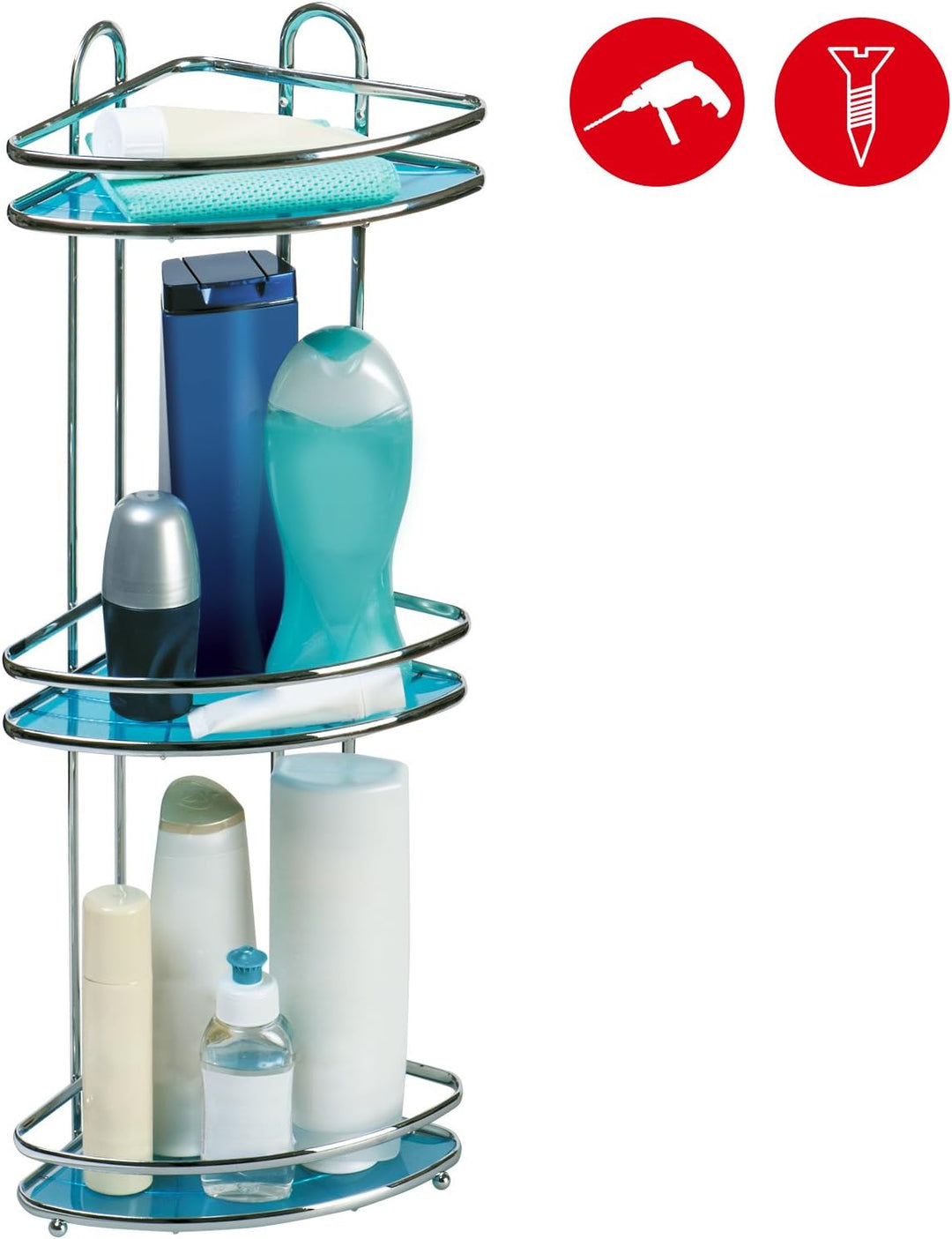 Tatkraft Kaiser | 10048 | Eckregal Badewanne, Dusche Eckregal | Stahl, Silber | Antibakteriell, Rost