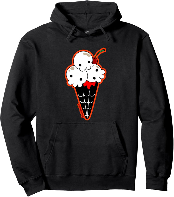 Ice Cream Skull Spoopy Yami Kawaii Halloween Design, Spooky Pullover Hoodie