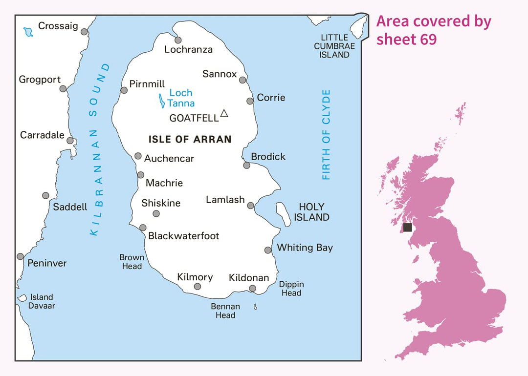 Isle of Arran (OS Landranger Map, Band 69), Karte