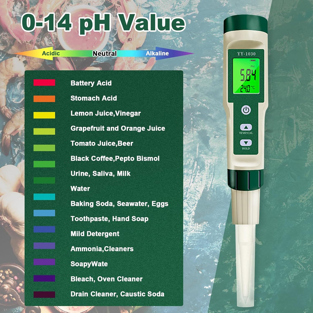 pH Messgerät für die Herstellung von Fermentierten Lebensmitteln Test pH, °C/°F, IP67 und Hintergrun