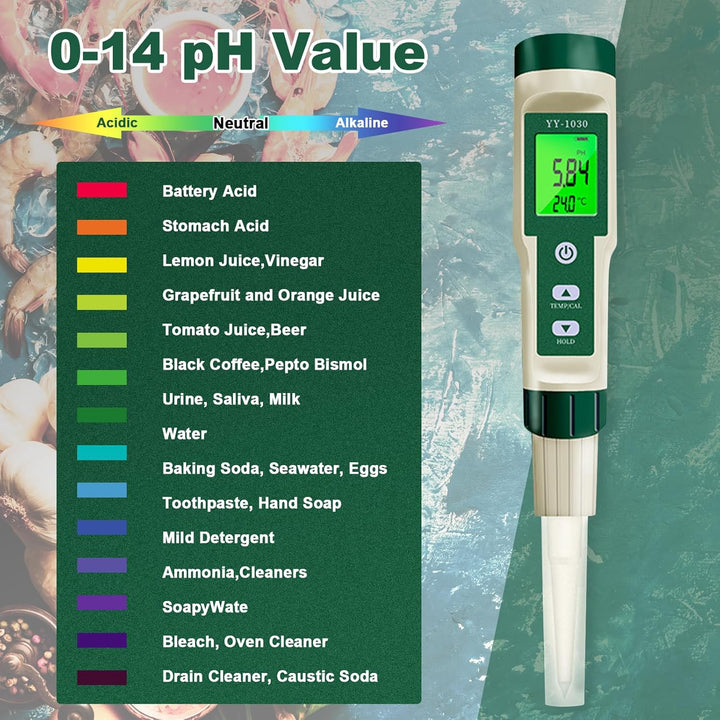 pH Messgerät für die Herstellung von Fermentierten Lebensmitteln Test pH, °C/°F, IP67 und Hintergrun