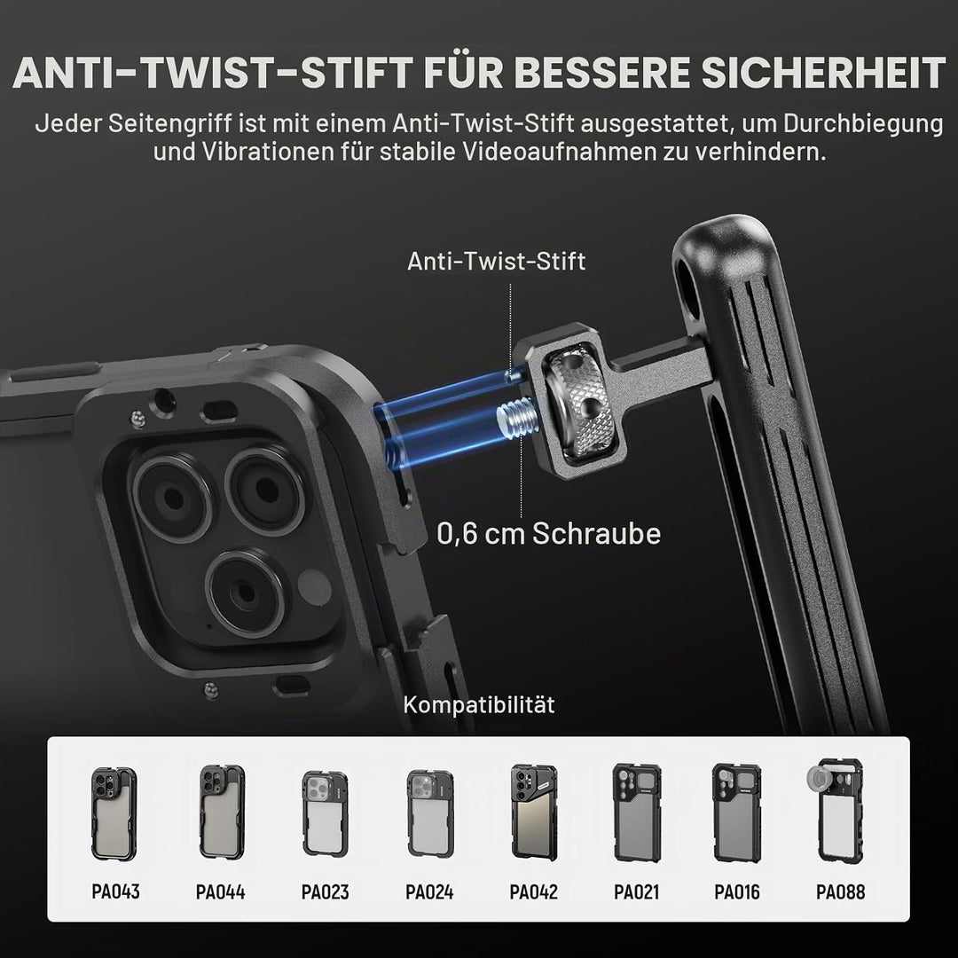 NEEWER 2er Pack drehbarer Seitengriff/Obergriff,Aluminiumgriff nur für iPhone 15 Samsung S22 S23 Tel