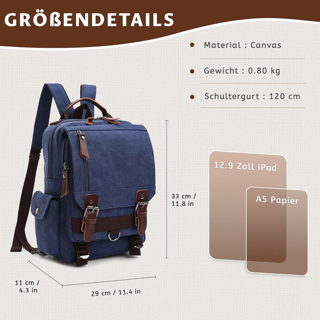 VARLIVOO Retro Sling Bag Herren Damen Crossbody Bag Umhängetaschen Schultertasche Wandern Reisen Cam