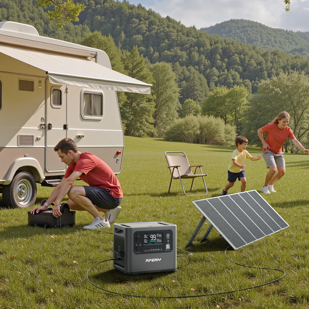 AFERIY 2400W2048Wh Solargenerator mit 400W Solarpanel, 1,5Std Schnellladung | Tragbare Powerstation,
