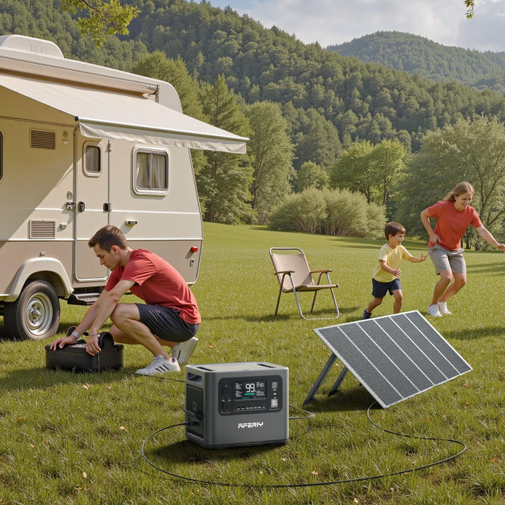 AFERIY 2400W2048Wh Solargenerator mit 400W Solarpanel, 1,5Std Schnellladung | Tragbare Powerstation,