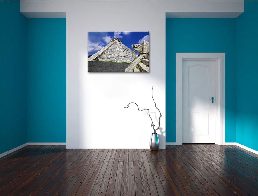 Maya Tempel in Mexiko schwarz/weiss Format: 100x70 auf Leinwand, XXL riesige Bilder fertig gerahmt m