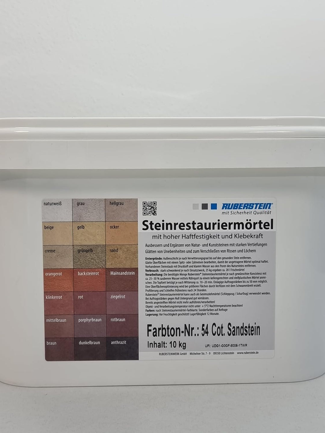 Ruberstein Steinrestauriermörtel/Reparaturmörtel/Mörtel für Sandstein 10 kg im Eimer (Cottaer Sandst