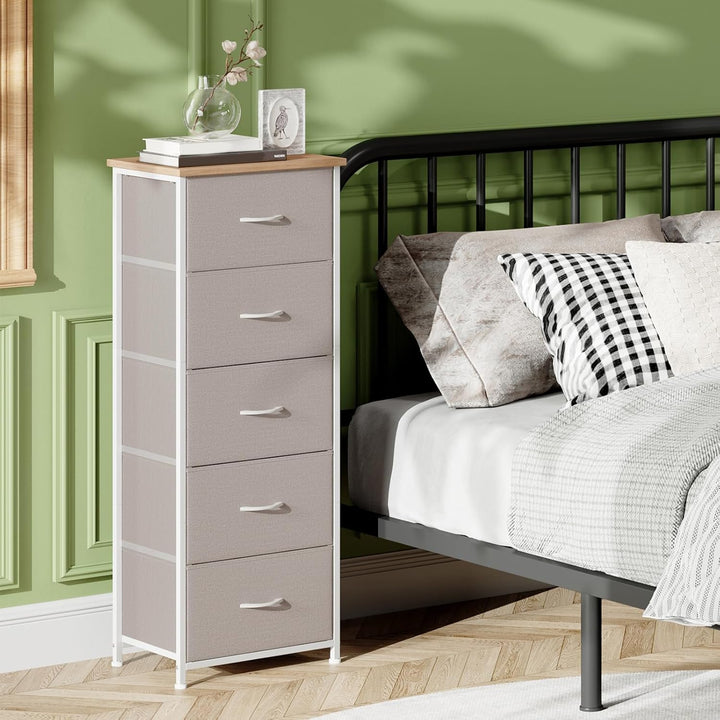 Somdot Kommode mit Schubladen aus Stoff für Schlafzimmer, Kommode Wohnzimmer Flur, Komodenschrank Sc