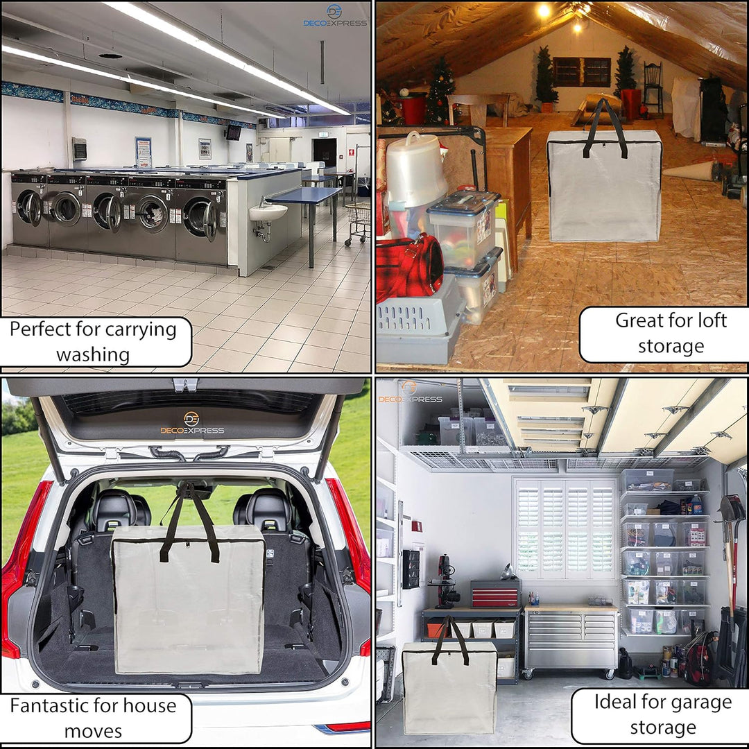 DECO EXPRESS Wäschesack Gross Mit Reissverschluss XXL, 4er Pack Aufbewahrungstasche Für Kleidung, Be